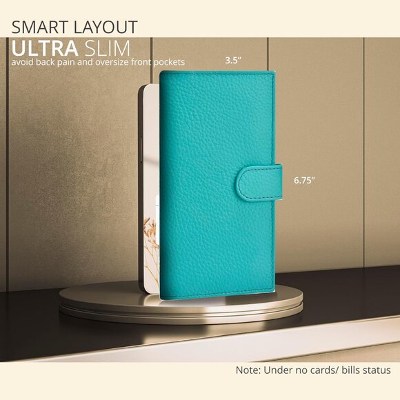 Leather Checkbook Cover for Men & Women -RFID Slim Wallet Pen Holder Credit Card - Picture 4 of 7